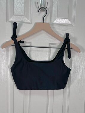 Old Navy Light Support PowerSoft Tie Strap Sports Bra Black Size M